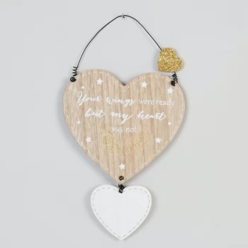Hanging Heart Plaque - Your Wings Were Ready
