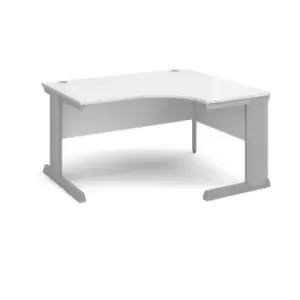 Office Desk Right Hand Corner Desk 1400mm White Top With Silver Frame 800mm Depth Vivo