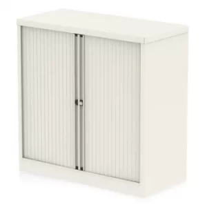 Qube by Bisley Side Tambour Cupboard 1000mm without Shelves Chalk Whit