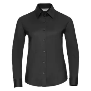 Russell Collection Ladies/Womens Long Sleeve Easy Care Oxford Shirt (L) (Black)