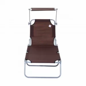 Alfresco Premium Reclining Sun Lounger with Overhead Canopy, Brown