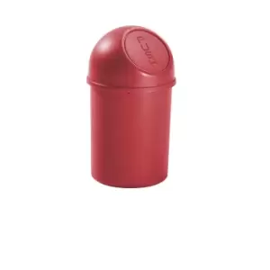 helit Push top waste bin made of plastic, capacity 6 l, HxØ 375 x 216 mm, red, pack of 6