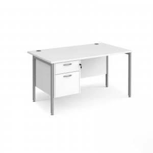 Maestro 25 SL Straight Desk With 2 Drawer Pedestal 1400mm - Silver H f