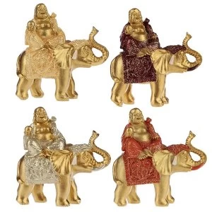 Mini Lucky Buddha and Elephant (Pack Of 4) Figurines