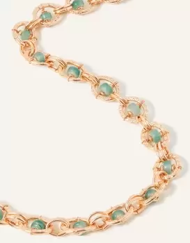 Accessorize Womens Gold and Green Beaded Chain Collar Necklace, Size: One Size
