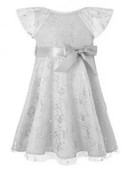 Monsoon Baby Girls Millie Sequin Dress - Silver, Size 6-12 Months