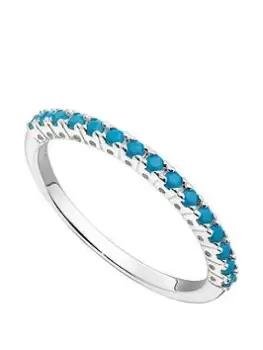 The Love Silver Collection Sterling Silver & Turquoise Nano Crystal Stacking Ring, One Colour, Size L, Women