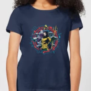 Aquaman Circular Portrait Womens T-Shirt - Navy - XL