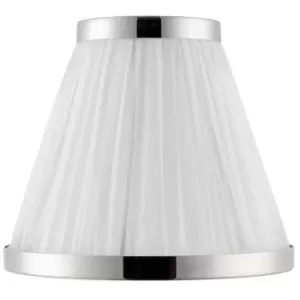 6" Luxury Round Tapered Lamp Shade White Pleated Organza Fabric & Bright Nickel