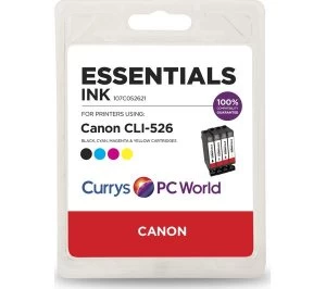 Essentials C526 Cyan Magenta Yellow and Black Canon Ink Cartridges Multipack