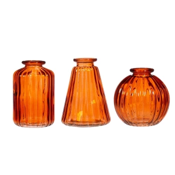 Sass & Belle Amber Glass Bud Vases - Set of 3