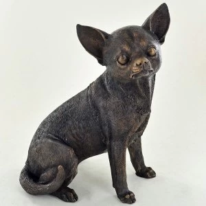 Chihuahua Sitting Cold Cast Bronze Sculpture 18.5cm