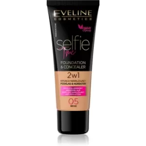 Eveline Cosmetics Selfie Time foundation and concealer 2 in 1 shade 05 Beige 30ml