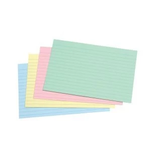 5 Star Office Record Cards Ruled Both Sides 6x4in 152x102mm Assorted Pack 100