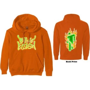 Billie Eilish - Airbrush Flames Blohsh Unisex XX-Large Hoodie - Orange