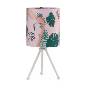 Flamingo Tripod Table Lamp With Round Shade, Pink