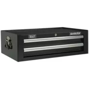 670 x 440 x 210mm BLACK 2 Drawer MID-BOX Tool Chest Lockable Storage Cabinet