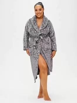 Ann Summers Nightwear & Loungewear Carved Sparkle Star Robe, Bright Grey, Size 2XL, Women