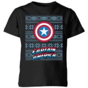 Marvel Captain America Kids Christmas T-Shirt - Black - 11-12 Years