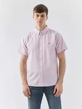 Pretty Green Short Sleeve Oxford Shirt - Pink, Size XL, Men