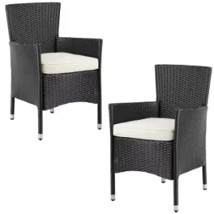 Poly Rattan Garden Chair 2Pcs Set Black/Cream