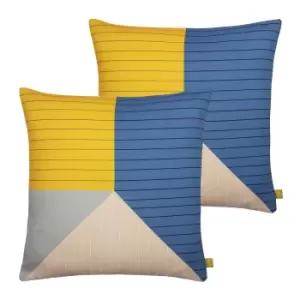 Alessa Geometric Striped Sustainable Twin Pack Polyester Filled Cushions