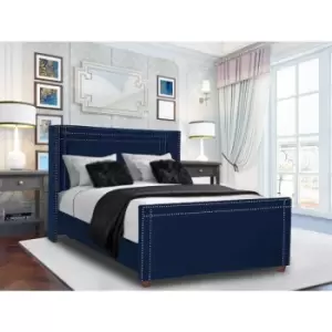 Envisage Trade - Cubica Upholstered Beds - Plush Velvet, Double Size Frame, Blue - Blue