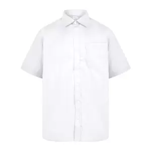 Absolute Apparel Mens Short Sleeved Classic Poplin Shirt (L) (White)