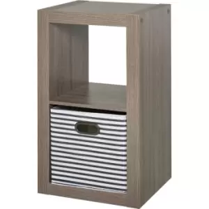 2-Tier Chunky Storage Shelf Display Cabinet Unit w/ Drawer Grey - Homcom
