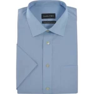 Mens 17.5IN Short Sleeve Blue Poplin Shirt