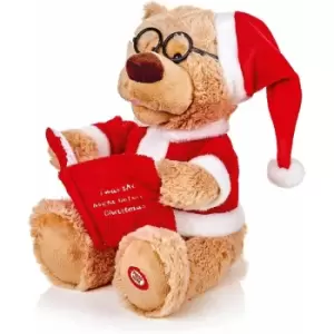 Entertaining Animated Christmas Story Telling Bear wearing Santa outfit, w book