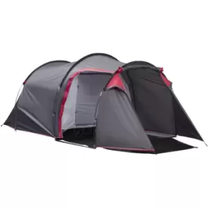 3 Man Camping Tent w/ 2 Rooms Porch Vents Rainfly Weather-Resistant - Outsunny