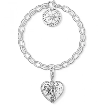 Ladies Thomas Sabo Sterling Silver Charm Club Thomas Sabo Charm Club Bracelet & Heart Charm Gift Set