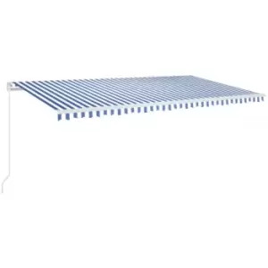 Vidaxl - Manual Retractable Awning with LED 600x350cm Blue and White Blue