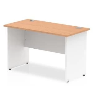 Trexus Desk Rectangle Panel End 800x600mm Oak Top White Panels Ref
