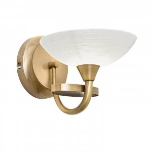 1 Light Wall Light Antique Brass with White Glass Shade, G9