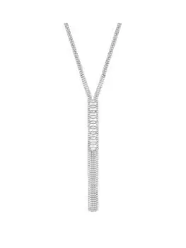 Mood Silver Crystal Baguette Lariat Necklace, Silver, Women