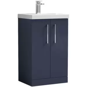 Arno Matt Electric Blue 500mm 2 Door Vanity Unit with 40mm Profile Basin - ARN1701A - Electric Blue - Nuie