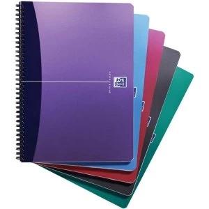 Oxford A4 Office Metallic 180 Pages 90gsm Wirebound Polypropylene Cover Smart Ruled Notebook Assorted Colours Pack of 5