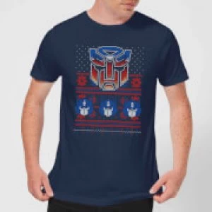 Autobots Classic Ugly Knit Mens Christmas T-Shirt - Navy - L