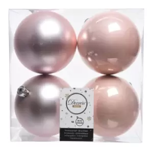Kaemingk Shatterproof Plain Christmas Baubles (Pack Of 4) (10cm) (Blush Pink) - Blush Pink