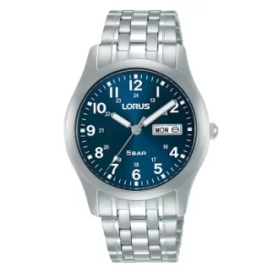 Mens Classic Watch with Stainless Steel Strap & Blue Dial