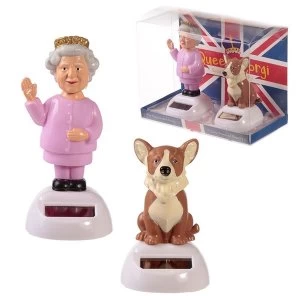 Queen and Corgi Solar Powered Pal Set of 2