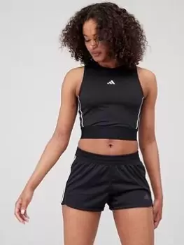 adidas Tech-Fit Tape Crop Tank Top - Black/White, Size S, Women