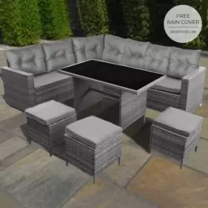 Jardi Outdoor 9 Seater Garden Rattan Furniture Set Grey