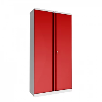 SCL Series SCL1891GRK 2 Door 4 Shelf Steel Storage Cupboard Grey Body & Red Doors with Key Lock
