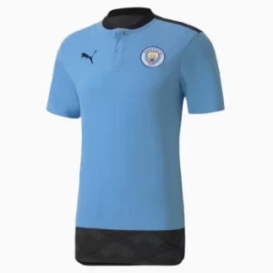 PUMA Man City Casuals Mens Football Polo Shirt, Light Blue/Peacoat, size Large, Clothing