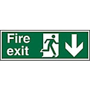 Fire Exit Sign Down Arrow Aluminium 15 x 45 cm
