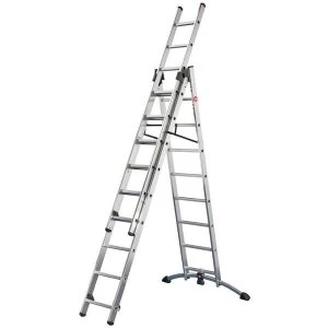 Combi Ladder 3 Section Rungs 2 x 9 and 1 x 8 for Height 9.25m