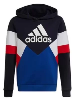 Adidas Older Boys Colourblock Overhead Hood, Navy/Blue/Red, Size 13-14 Years